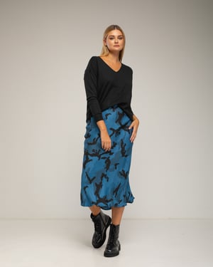 Midi geprinte rok met zijde