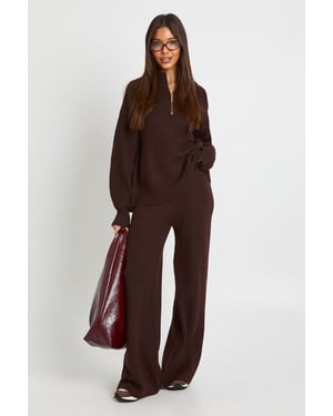 Super Soft Zip Neck Oversized Jumper and Wide Leg Trouser Co-Ord