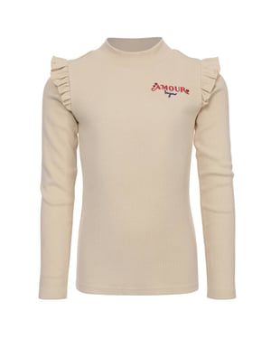 Looxs Revolution T-shirt rib jersey soft sand voor meisjes in de kleur