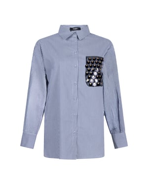 Jansen Amsterdam Goldie blouse cs3 726 sequins pocket dark blue
