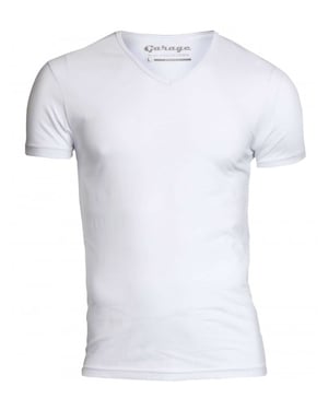Garage Basis t-shirt v-hals bodyfit wit