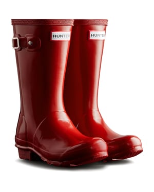 Hunter Junior Originals Glanzende Rubber Kinder Wellingtonlaarzen Military Rood