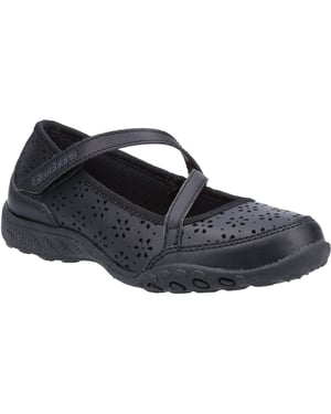 Skechers Breathe-Easy Playground Poppies Leather Girls's Black Shoes