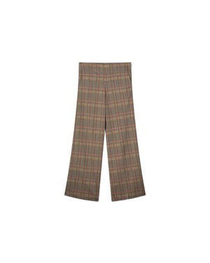 Summum 4s2676-30641 wide leg pants check jacquard
