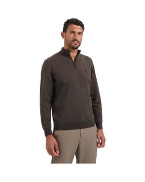 No Excess Pullover half zip 2 coloured melang taupe