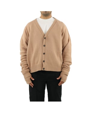 AMBUSH Heren oversized logo cardigan natur