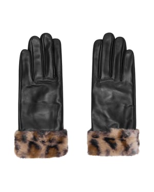Real Leather Glove With Faux Fur Cuff