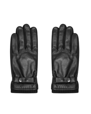 Real Leather Glove With Knit Rib Cuff And Buckle