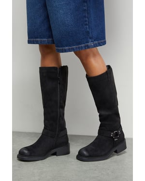 Faith: Bia Faux Suede Knee High Biker Boots