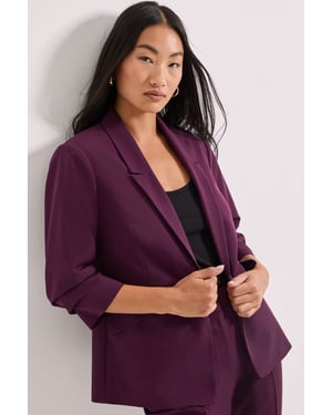 Petite Ruched Sleeve Blazer