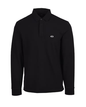 Armani Exchange Long Sleeve Polo Shirt Black
