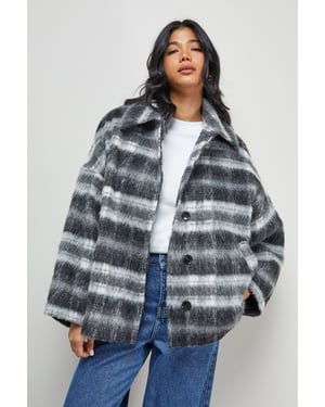 Check Oversized Short Car Coat