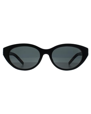 Saint Laurent Oval Womens Shiny Dark Havana Grey SLM148