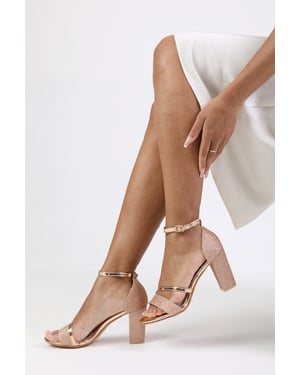 Wheres That From Womens 'Perla' Wide Fit Mid High Block Heel Sandals With Ankle Strap