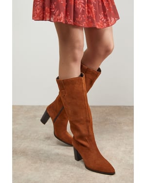 Kresta Suede High Block Heel Knee Boots