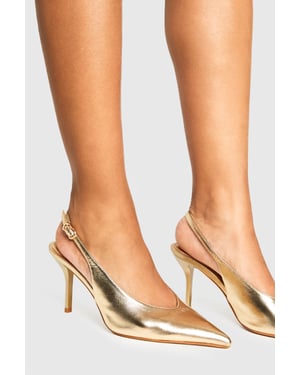 Metallic Pointed Slingback Court Shoes