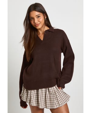 Super Soft V Neck Collared Knitted Jumper