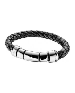 Police 24691BLB-01-L Mens Throttle Black Weaving Leather Bracelet