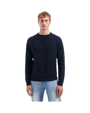 No Excess Pullover crewneck solid waffle knit night