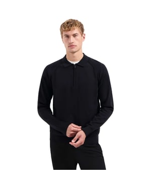No Excess Pullover polo half zip solid black