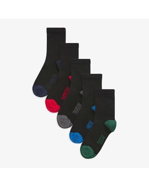 Days of the Week Socks Junior Size 4 - 6.5 Black Clothing