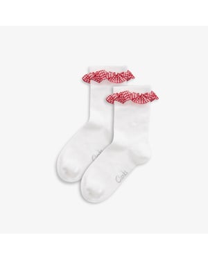 Gingham Socks 2 Pack Red Infant Size 9-12 White/Red Clothing