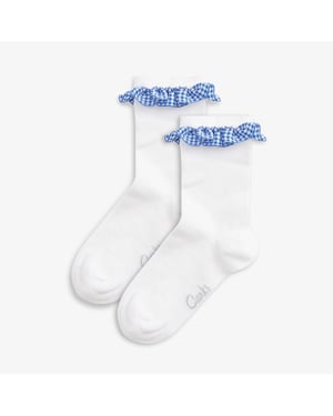 Gingham Socks 2 Pack Blue Infant Size 6-8.5 White/Blue Clothing