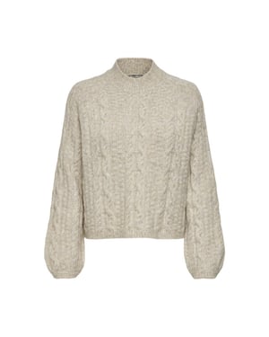 Jacqueline de Yong Jdysilja ls hn cable pullover knt beige