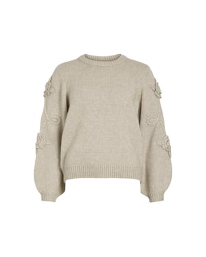Vila Vifaye o-neck ls embrodiery knit top beige