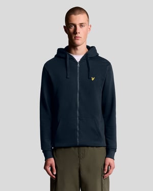 Lyle & Scott Loopback Bomull Full Zip Hoodie - Marinblå