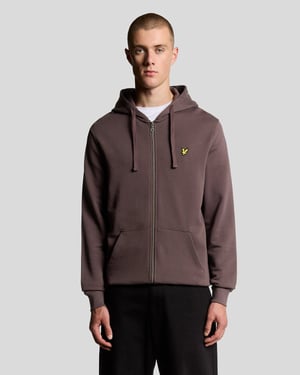 Lyle & Scott Loopback Cotton Full Zip Hoodie - Brown
