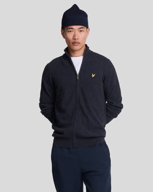 Lyle & Scott Lamswol Blend Rits Cardigan - Marineblauw