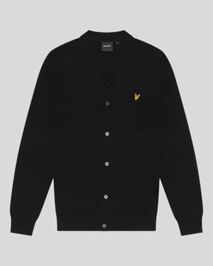 Lyle & Scott Cotton Merino V Neck Cardigan - Black