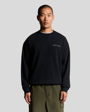 Lyle & Scott Script Brushback Fleece Sweatshirt - Marineblauw