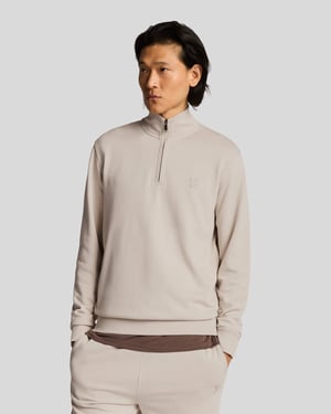 Lyle & Scott Superfine Katoenen 1/4 Zip Sweatshirt - Zand