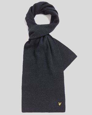 Lyle & Scott Lamswol Mix Geribbelde Sjaal - Marineblauw