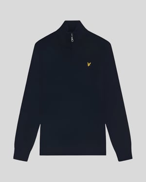 Lyle & Scott Bomull Merino 1/4 Zip Tröja - Marinblå