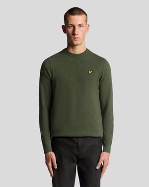 Lyle & Scott Lamswol Blend Ronde Hals Trui - Groen