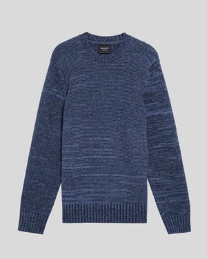 Lyle & Scott Stickad Melange Crew Neck Tröja - Marinblå