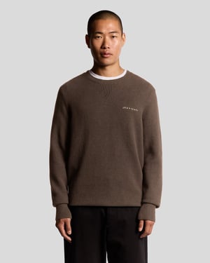 Lyle & Scott Knitted Script Crew Neck Jumper - Brown