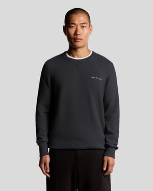Lyle & Scott Stickad Tröja Med Manschett – Marinblå