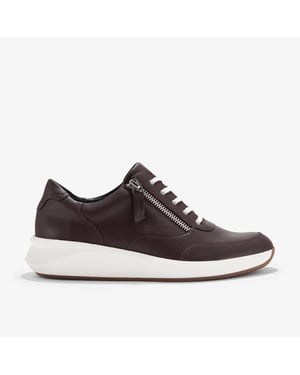 Un Rio Zip Burgundy Leather Trainers