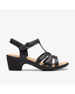 Emily2 Roze Zwarte Leren Sandalen