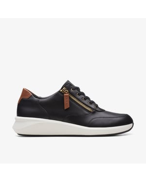 Un Rio Zip Black Leather Trainers