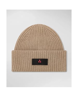 Peuterey Savis ribbed beanie sesame