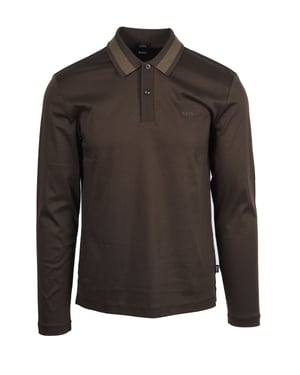Boss Black Pleins Long Sleeve Polo Open Green