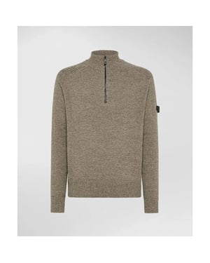 Peuterey Braille 03 wool half zip mustang