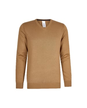 Hønk Camel katoenen pullover met v-hals