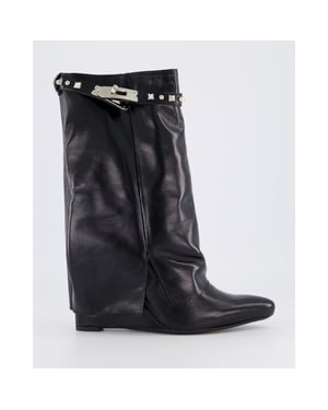 Gibaldi Dames studded shiny leather wedge