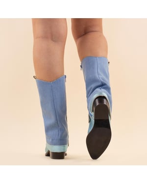 DWRS Label Kaplaarzen 10543 shetland denim dames leer